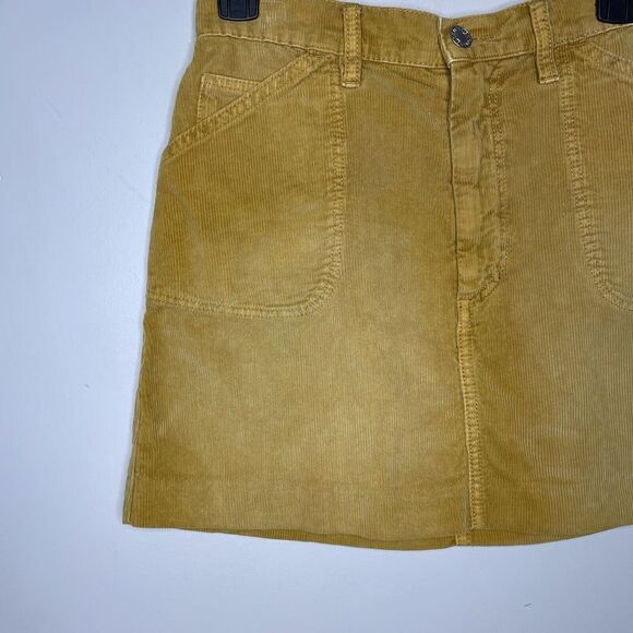 RE/DONE Skirt Womens 27 Yellow 70s Pocket Mini Corduroy 100% Cotton - Picture 5 of 12
